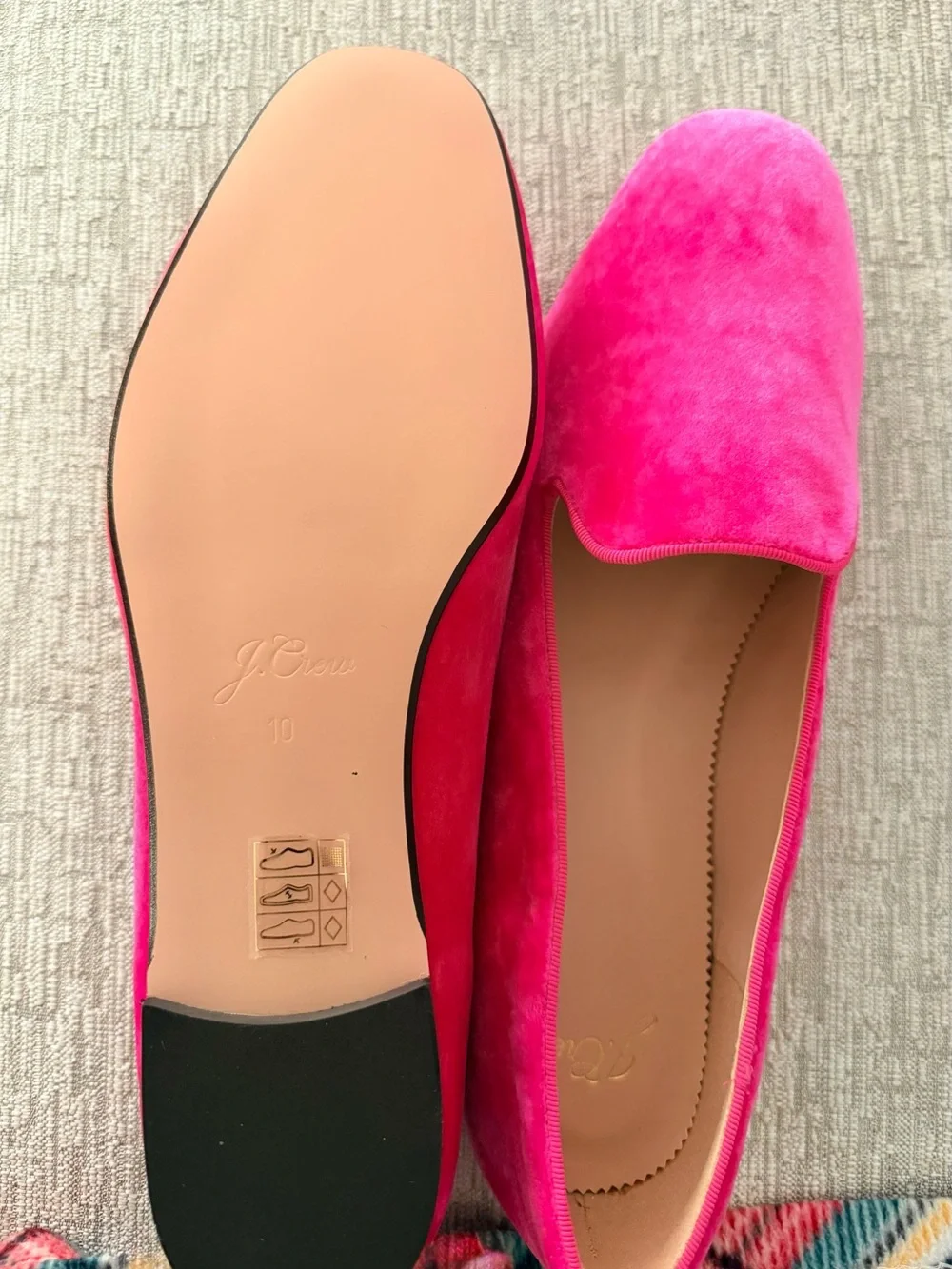 J. Crew Hot Pink Velvet Slip-On Flats - Picture 2 of 2